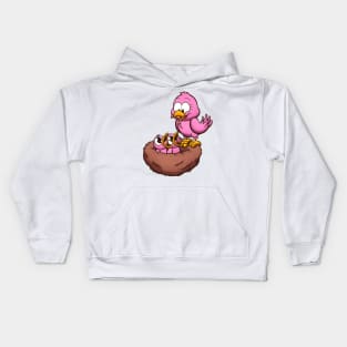 Mother Bird Feeding Her Nest Kids Hoodie